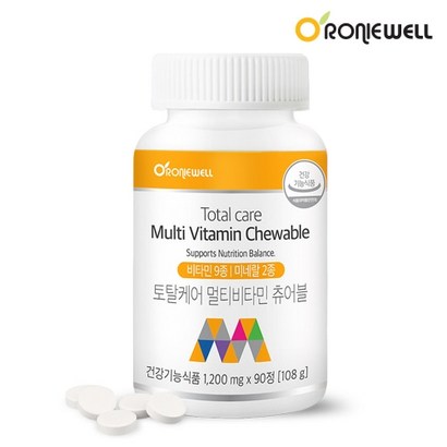 로니웰 토탈케어 멀티비타민 츄어블 1 200mg, 1개, 90정