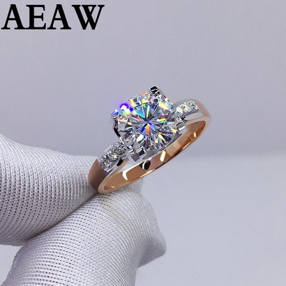 1 캐럿 웨딩  oissanite 다이아몬드 반지 정품 18 k 750 옐로우 골드 화이트 골드 d 컬러 리뷰후기