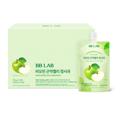 [본사출고] 뉴트리원 비비랩 비오틴 곤약젤리 청사과 제로슈가 곤약젤리 저칼리간식 비오틴젤리 저칼로리젤리 탱글비오틴, 1박스, 150g