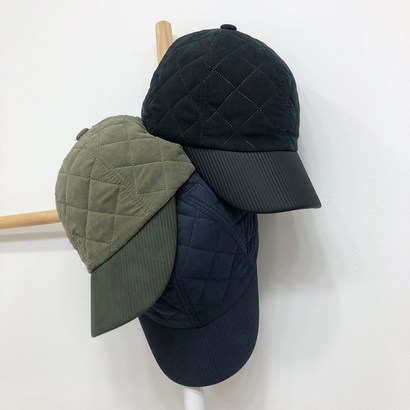 [달밤] 무지 스퀘어 누빔 레더 볼캡