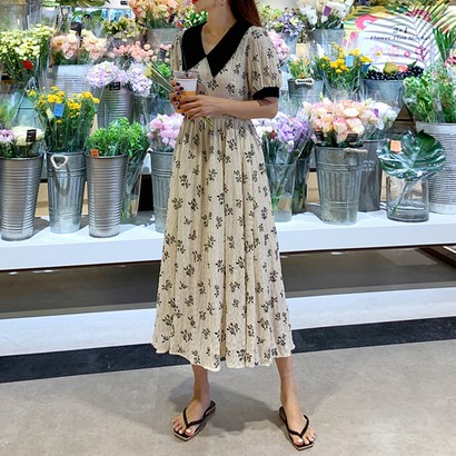 민샵 원피스 장미카라 패턴 데일리 리뷰후기