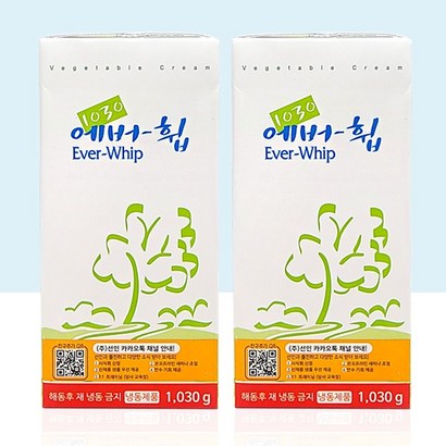 [아이스박스포장] 쿠킹스토리 에버휩F 생크림 1000ml, 1.03kg, 2개