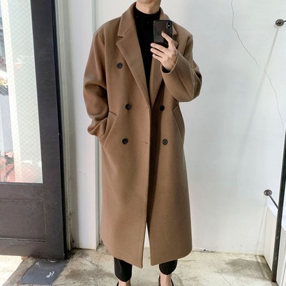 라운지21 남자 오버핏 퀼팅 안감 롱 더블 울 코트 리뷰후기