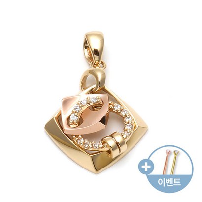 [비앤비골드]14K 유니크 스퀘어 콤비 펜던트 JN3843
