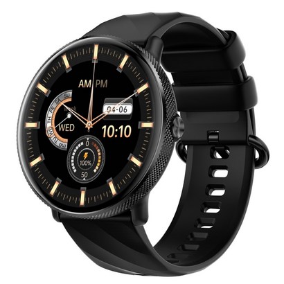 Wapik 와피크 무선 블루투스 통화 스마트워치 Y8 1.43인치 AMOLED, 블랙