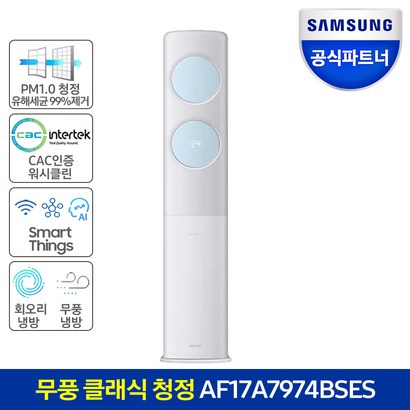 [공식인증점] 삼성 비스포크 무풍 클래식 공기청정 스탠드에어컨 AF17A7974BSES 전국