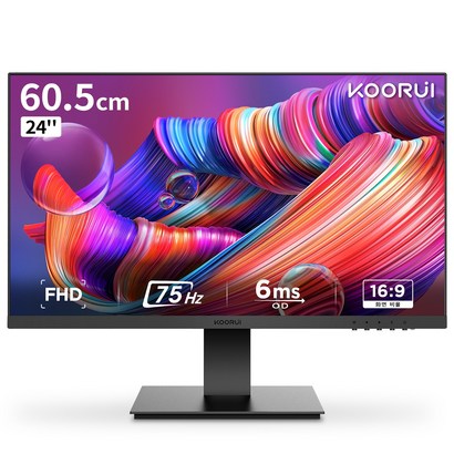 KOORUI 60.45cm 68.5cm 평면 모니터 업무용 FHD IPS 75HZ 24N1A 27N1 블랙, 60.45cm 24N1A