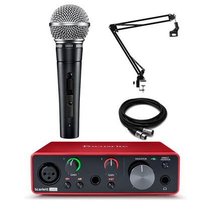 SHURE 슈어 SM58 SK+스칼렛 솔로+관절스탠드+5M 케이블 패키지, SM58 SK/Scarlett Solo 3rd Gen