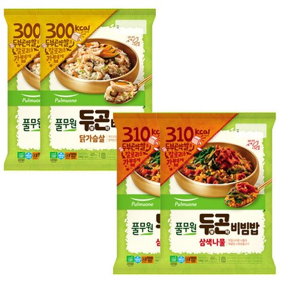 풀무원 두부 곤약 비빔밥 400g X 4개 (삼색나물2+닭가슴살2)