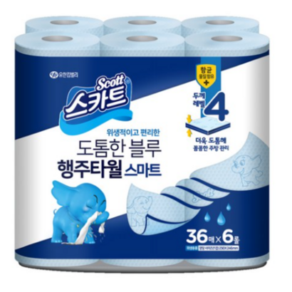 스카트 프레쉬블루 행주타월 두께레벨4 36매   2개 리뷰후기