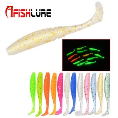 기타 AFISHLURE 2인치 야광 그럽웜 쉐드웜 벌크, 색상:9번(15개입)