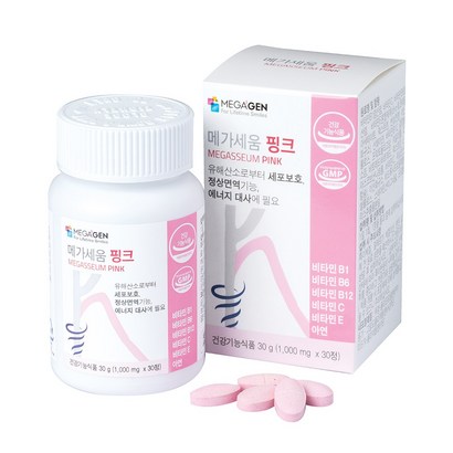 메가젠 임플란트 메가세움 핑크 비타민B1 B6 B12 C E 아연 1  30정
