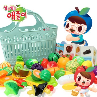 아이큐토이 애플이 과일썰기 까기  바구니 소꿉놀이