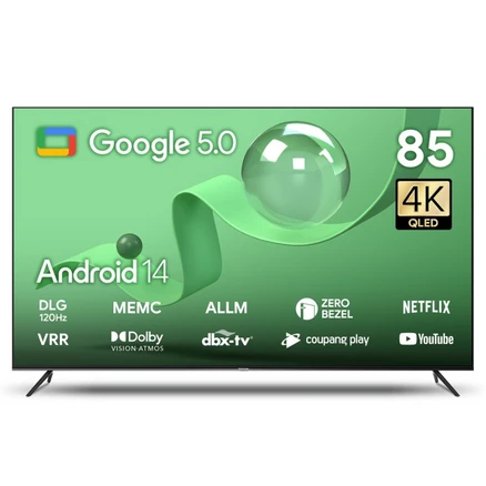 더함 4K UHD QLED DLG 돌비 AI 스마트 TV, 215cm(85인치), UA851QLED Google 5.0 120Hz 2025, 스탠드형, 방문설치