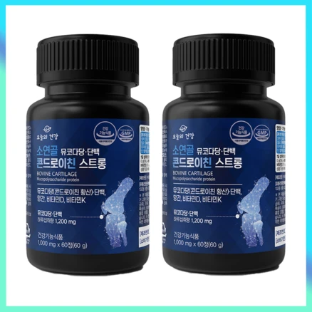 소연골 콘드로이친 스트롱 뮤코다당 단백 1200 영양제 식약처인증 GMP시설 초록입홍합 비타민C D K 피쉬콜라겐 히알루론산 보스웰리아 글루코사민 해조칼슘 함유 뼈관절 종합영양제, 2개, 60정