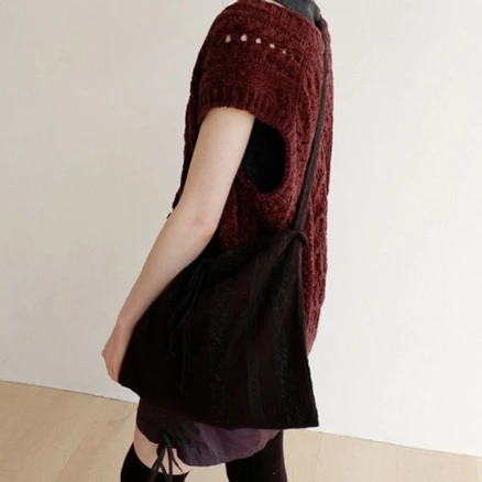 보르 Cotton Lace Shoulder Bag_Black