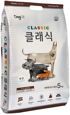 도그랑 전연령 강아지 클래식 건식사료, 닭, 5kg, 1개