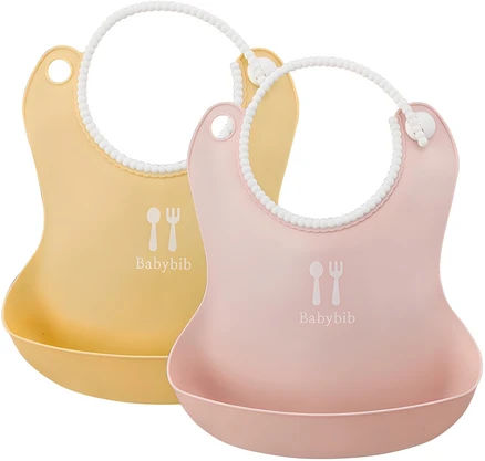 톨스토이 뉴베이비빕 턱받이, 마일드핑크 + 마일드옐로우, 2개입, 1세트