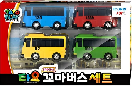 타요 스페셜 꼬마버스 작동완구 4종 세트, 혼합색상, 1세트