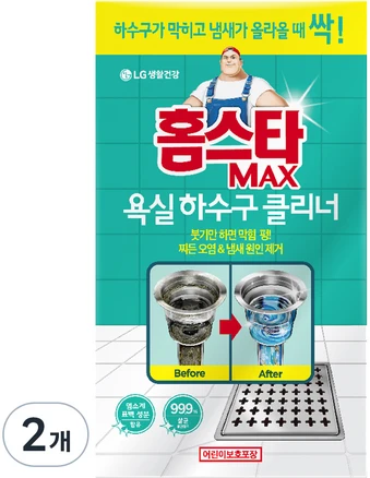 홈스타 맥스 욕실바닥 하수구 클리너, 12g, 2개
