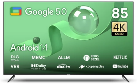 더함 4K UHD QLED DLG 돌비 AI 스마트 TV, 215cm(85인치), UA851QLED Google 5.0 120Hz 2025, 스탠드형, 방문설치