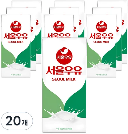 서울우유 멸균 흰우유, 1L, 20개