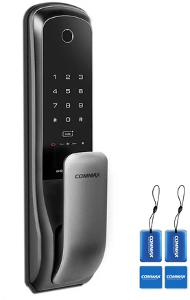 COMMAX 무타공 지문인식 카드키 푸시풀 디지털 손잡이 있음 도어락 CDL-615P, 고객직접설치
