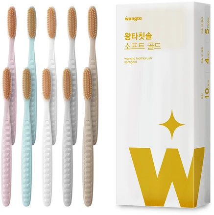 왕타 소프트골드 칫솔, 10개입, 1개