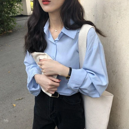 POMTOR 여성 캐주얼 구김없는 슬림핏 스트레치 셔츠 4가지 컬러