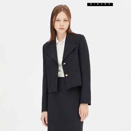 시슬리 변형 카라 크롭 자켓 SAJK03341 BK