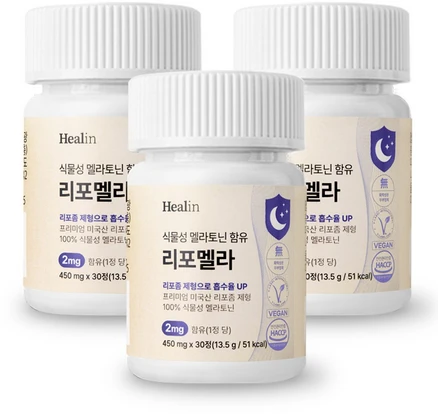 힐린 리포좀 식물성 멜라토닌 2mg 리포멜라 식약청인증, 3개, 30정