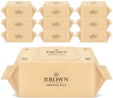 브라운 오리지널 플러스 아기물티슈 캡형, 55g, 80개입, 10개