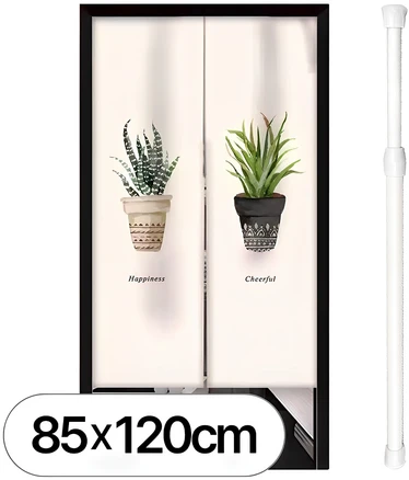 방문 커튼 가림막 봉 포함 세트 가리개 커텐 분리형 트임 패브릭 칸막이 도어 반커튼 주방 문 화장실 베란다