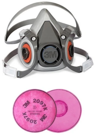 3M 6200+2097K (1set / 방진특급) 석면 독성분진 P100방진 방독마스크 반면양구형 필터 정화통 결합/교체식, 1개, 혼합색상
