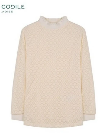 [크로커다일레이디 NC13] 크로커다일레이디 80% 신축성 좋은 프릴넥 플라워 패턴 티셔츠 CLBWTS101