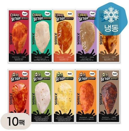 [햇살닭] 소스 통살 닭가슴살 맛보기 10종, 10개, 100g
