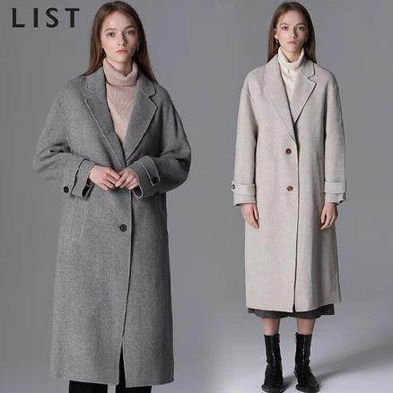[리스트(LIST)] 탭 커프스 핸드메이드 울 코트 (택가격428000원)