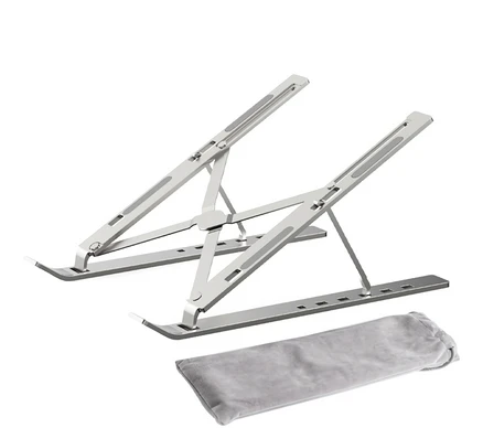 누아트 알루미늄 접이식 노트북 거치대 + 전용파우치 세트, 실버, 1개
