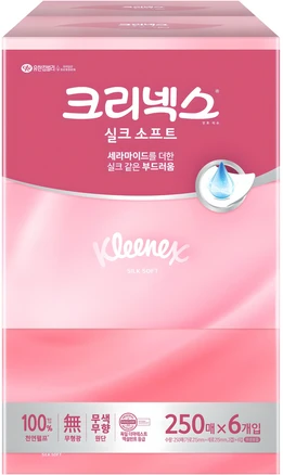 크리넥스 실크 소프트 천연펄프 미용티슈 2겹, 250매, 6개