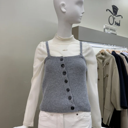 오즈세컨 울 블렌드 버튼 업 뷔스티에 O22E1AMF210W (샌드베이지 그레이) 417456