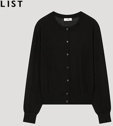 리스트 쉬어 루즈 라운드넥 가디건 TSKCDO62570 BK