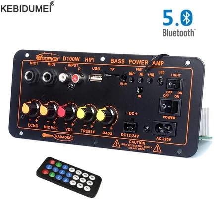 서브 우퍼용 오디오 앰프 모듈 DIY 앰프 보드 블루투스 AUX TF 카드 USB 200W 8 옴 스피커 110V 220V 12V 24V, 2)D100 Amplifier  US