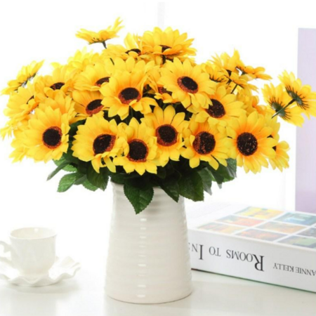 레디박스 해바라기꽃 21송이+도자기화병