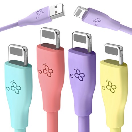 아이엔조이 마카롱 고속 충전 USB 아이폰 케이블 4개입, 2m, 1세트, 혼합색-추천-상품