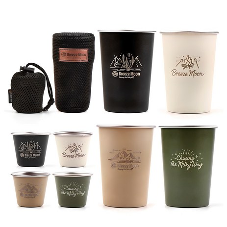 브리즈문 캠핑 컬러컵 세트 SUS 304, 모던 블랙 + 크림 화이트 + 탄 베이지 + 올리브 그린, 1세트-추천-상품