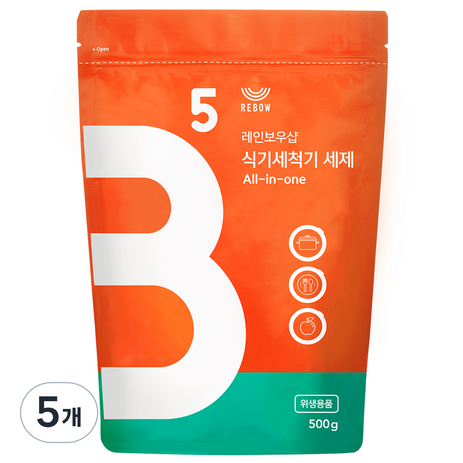 레인보우샵 올인원 식기세척기 세제 리필, 500g, 5개-추천-상품