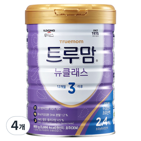 일동후디스 트루맘 뉴클래스 분유 3단계 12개월 이후, 800g, 4개-추천-상품