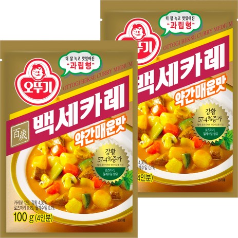 오뚜기 백세 카레 약간매운맛, 100g, 2개-추천-상품