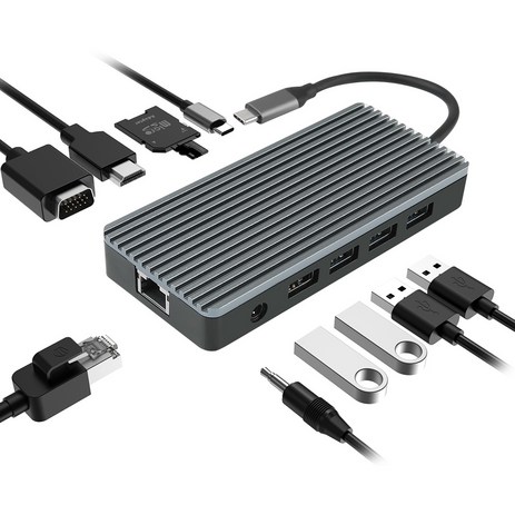 컴썸-C타입-11포트-HDMI-USB-3.0-랜선-멀티-허브-CT-210TS-스페이스그레이-추천-상품