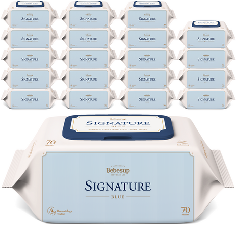 베베숲 시그니처 블루 유아물티슈 캡형 75평량, 70매입, 20개-추천-상품